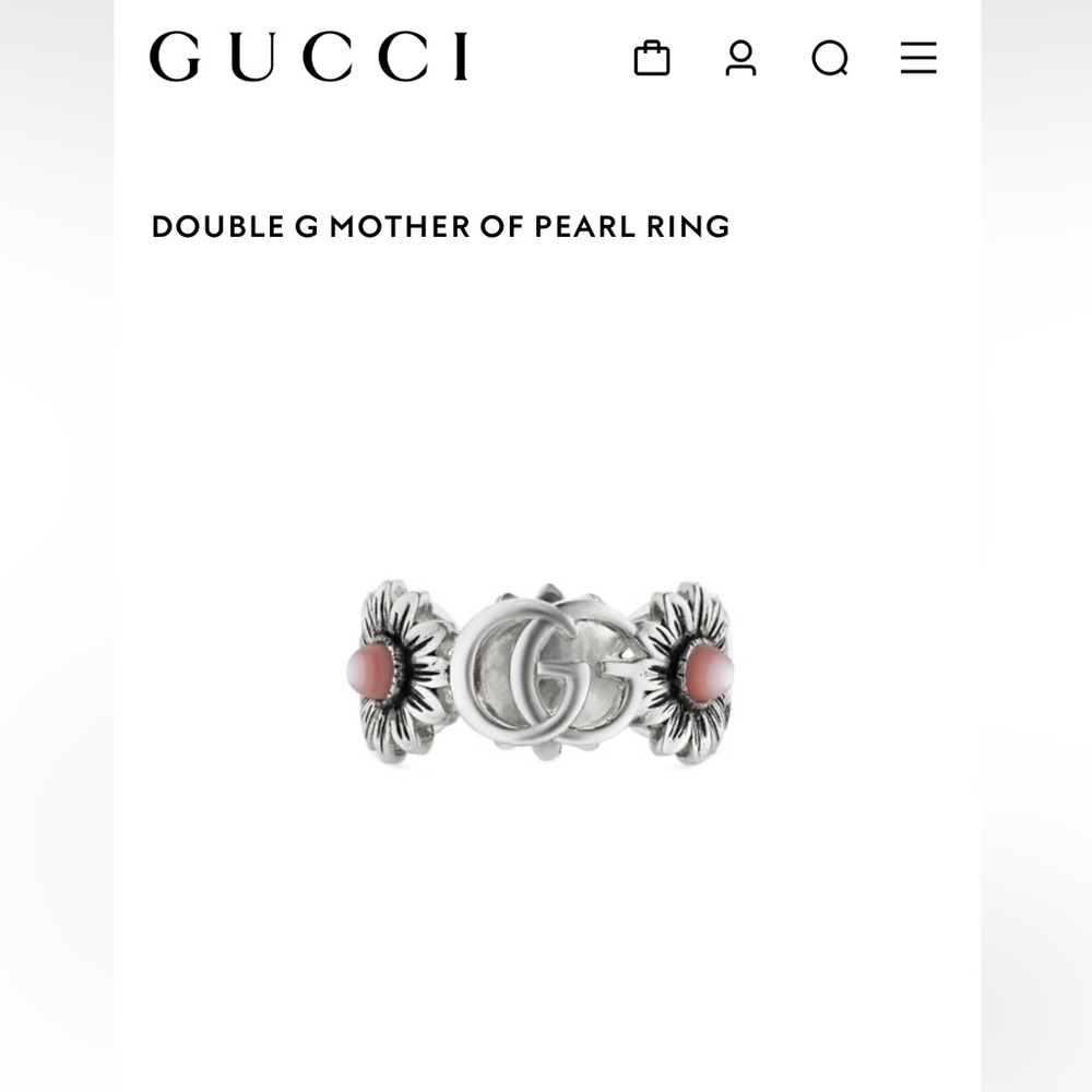 Authentic Gucci DOUBLE G MOTHER OF PEARL RING